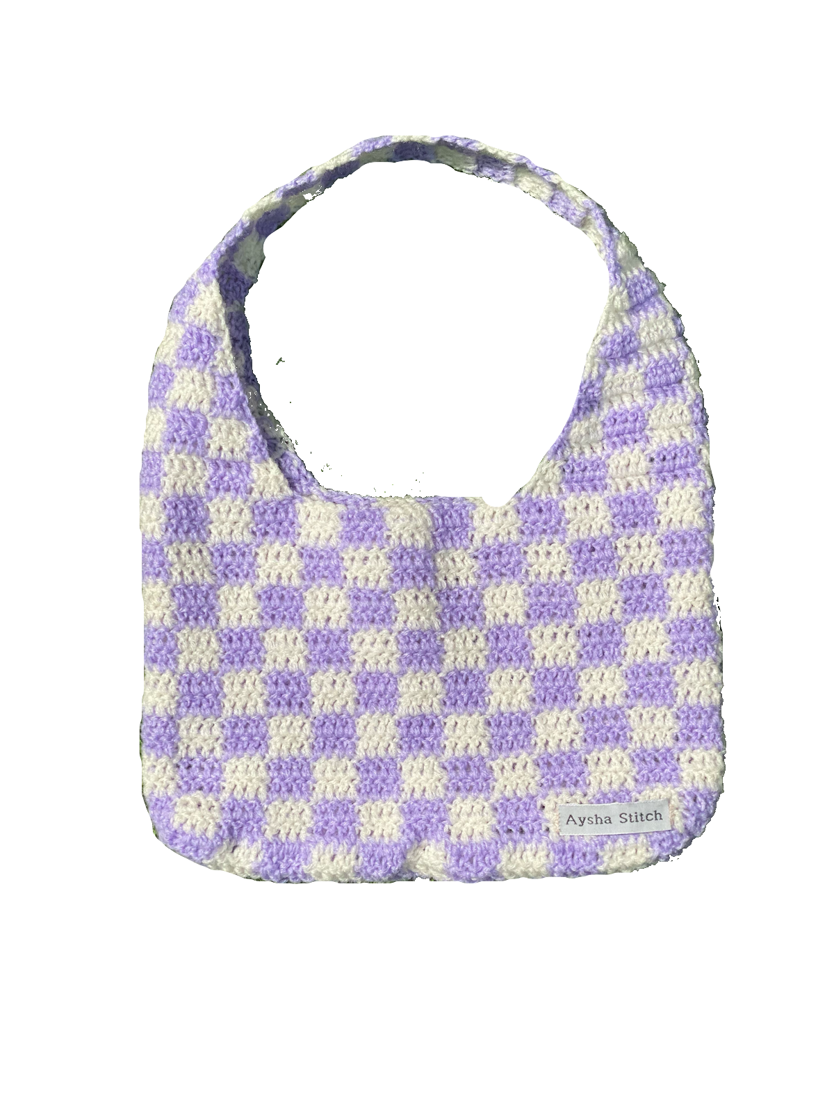 Aysha Stitch Check Pattern Bag - Purple & White