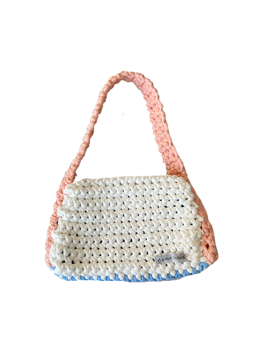 Aysha Stitch Multicoloured Bag - Pink, White, & Blue