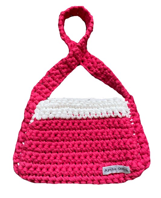 Aysha Stitch Multicoloured Bag - Pink & White