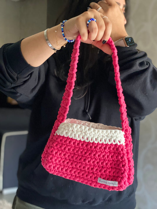 Aysha Stitch Multicoloured Bag - Pink & White