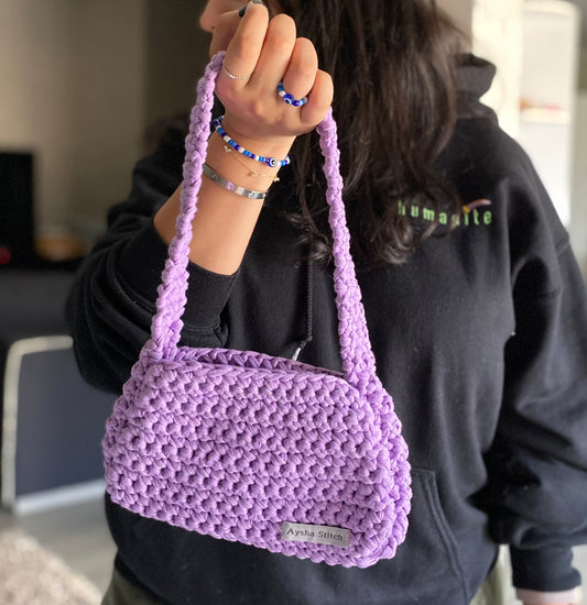 Aysha Stitch Solid Colour Bag - Purple