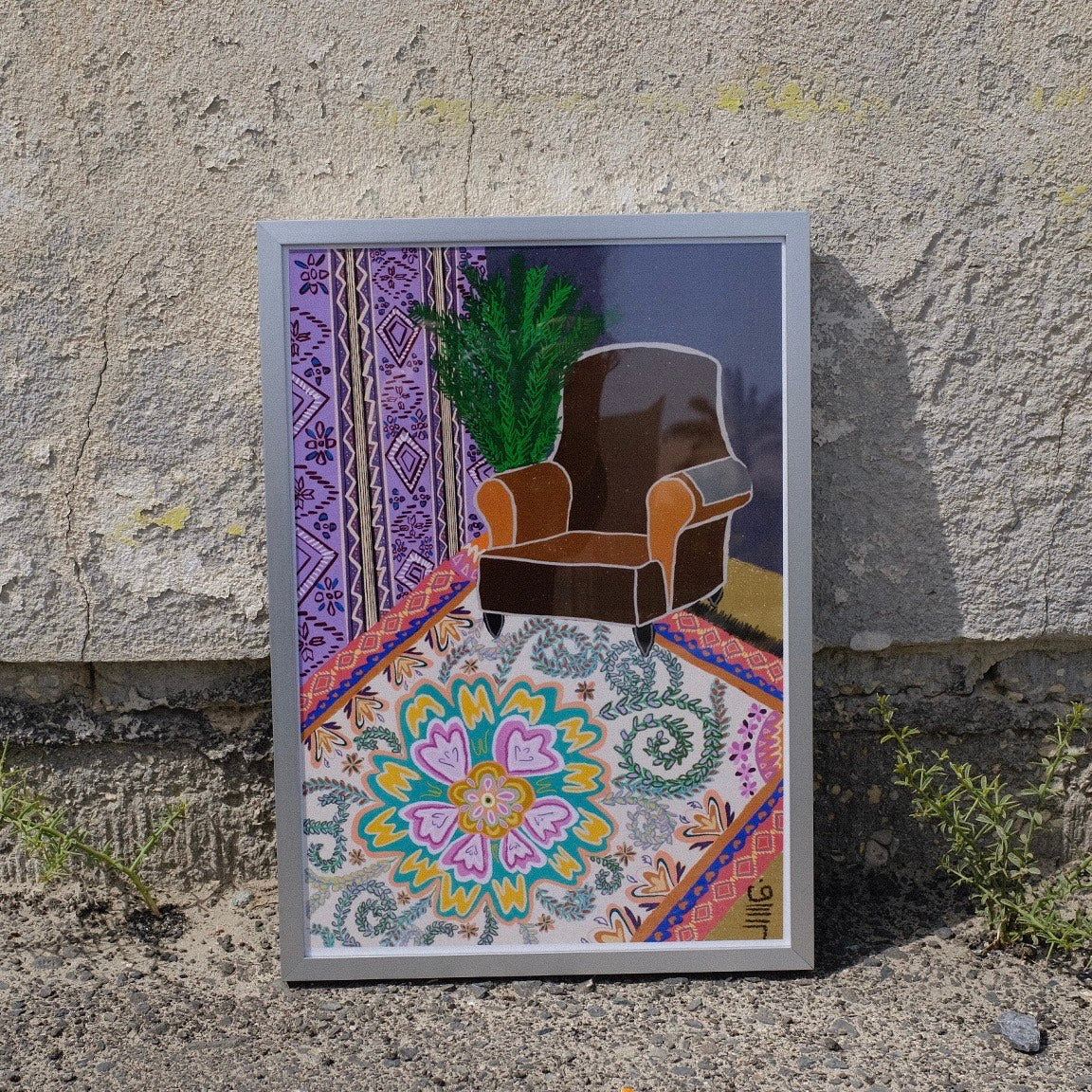 "La Fleur" Art Print in Silver Frame by Fatima Al Sayed