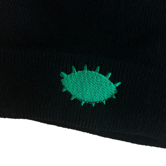 areweawake green eyecon beanie