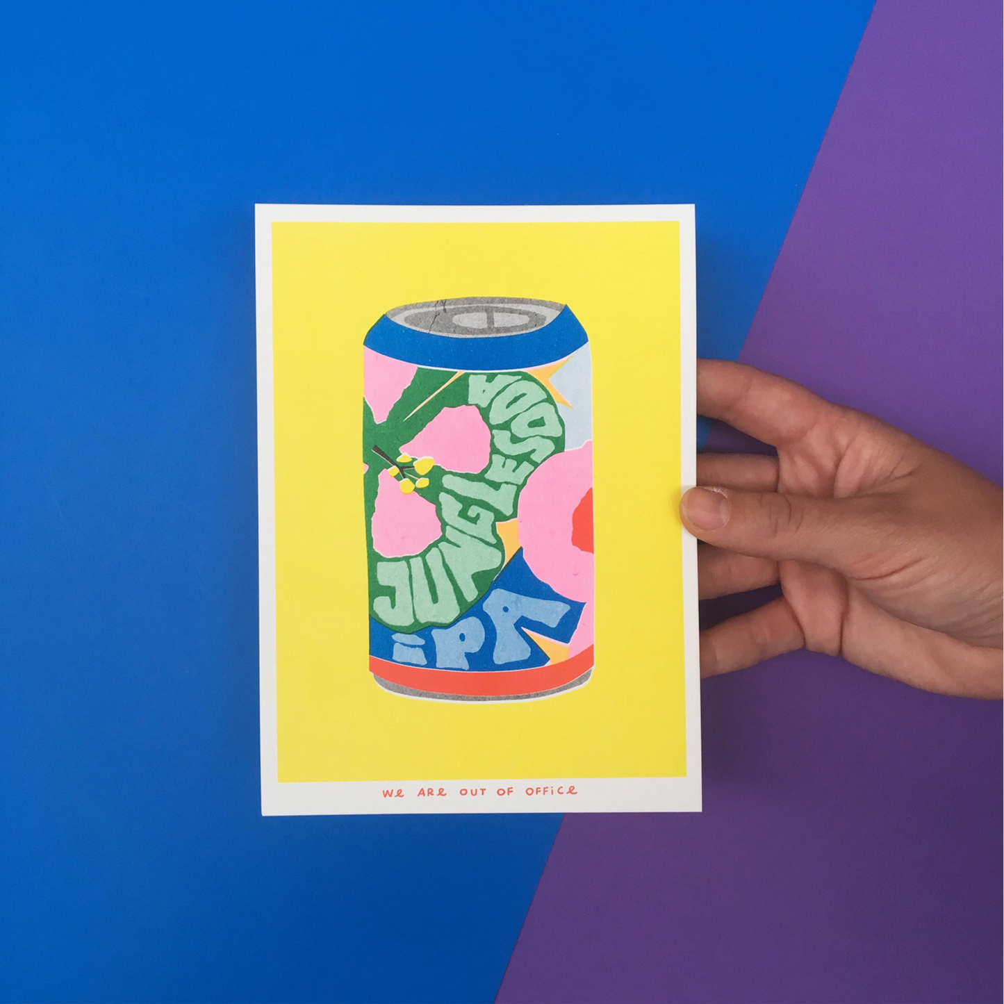 weareoutofoffice - A risograph print of a can of Jungle Soda IPA