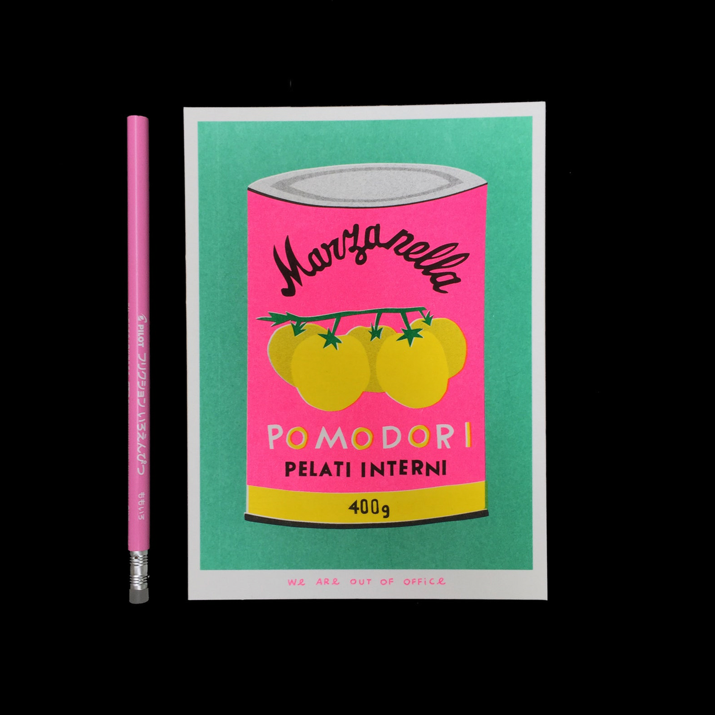 weareoutofoffice - A risograph print of a can of pomodori